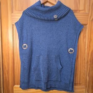ANGEL Poncho/Vest Navy Blue Size small! Adorable button accents